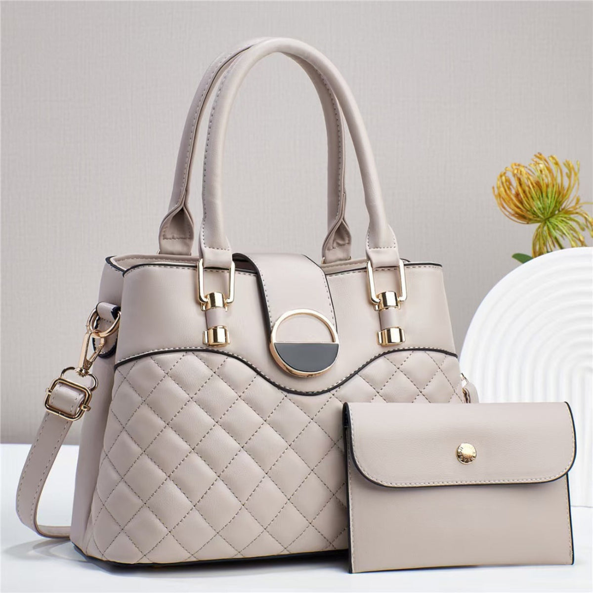 Lot 2 Sacs à Main Cabas Matelassés – Grand Format & Pochette, 7 Coloris - Ensemble de Sacs - MaisonÉlyséa