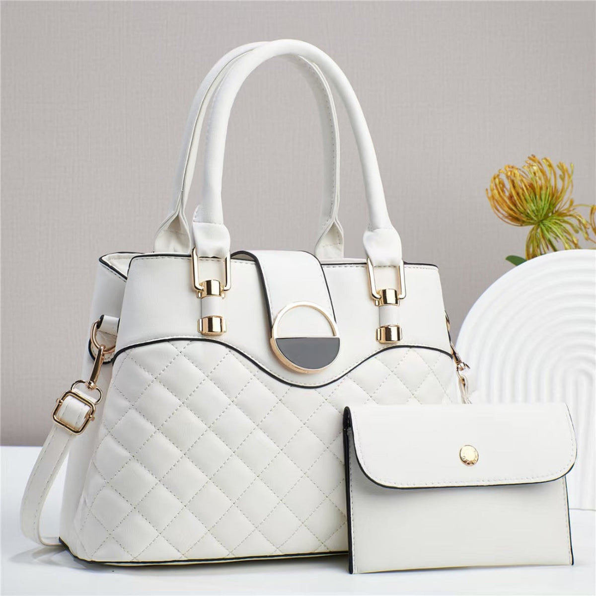 Lot 2 Sacs à Main Cabas Matelassés – Grand Format & Pochette, 7 Coloris - Ensemble de Sacs - MaisonÉlyséa