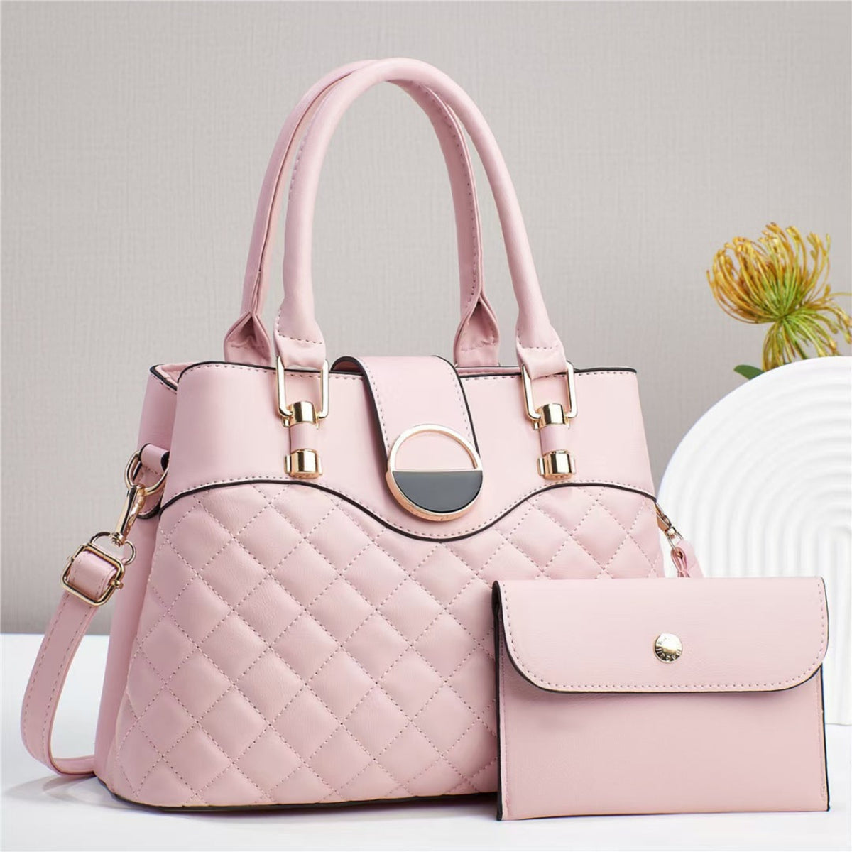 Lot 2 Sacs à Main Cabas Matelassés – Grand Format & Pochette, 7 Coloris - Ensemble de Sacs - MaisonÉlyséa