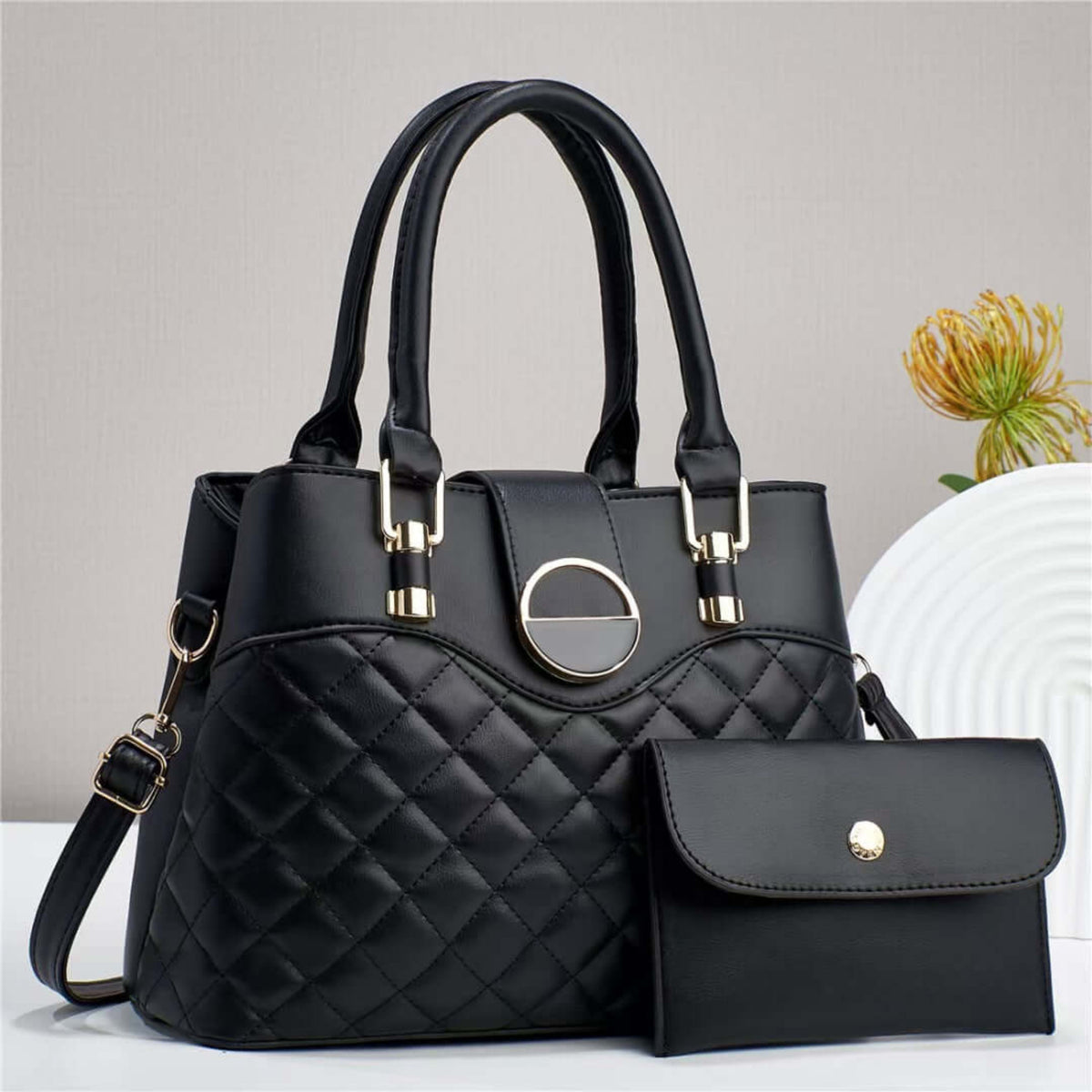 Lot 2 Sacs à Main Cabas Matelassés – Grand Format & Pochette, 7 Coloris - Ensemble de Sacs - MaisonÉlyséa