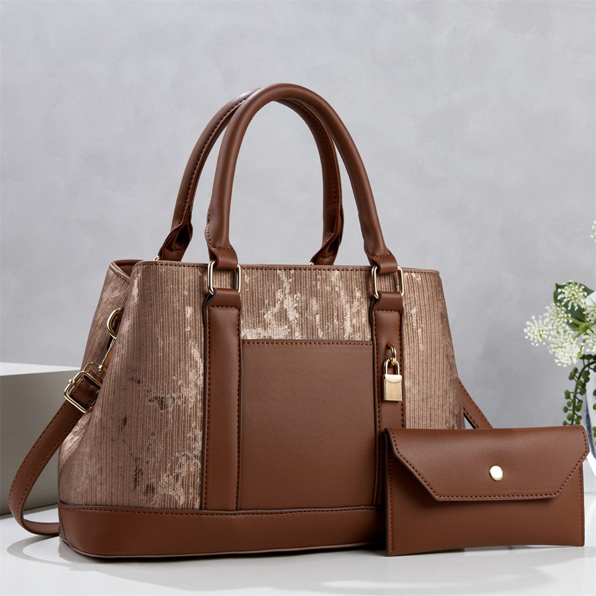 Lot 2 Sacs à Main Fourre-Tout & Pochette PU – Grande Capacité, Bandoulière - Ensemble de Sacs - MaisonÉlyséa