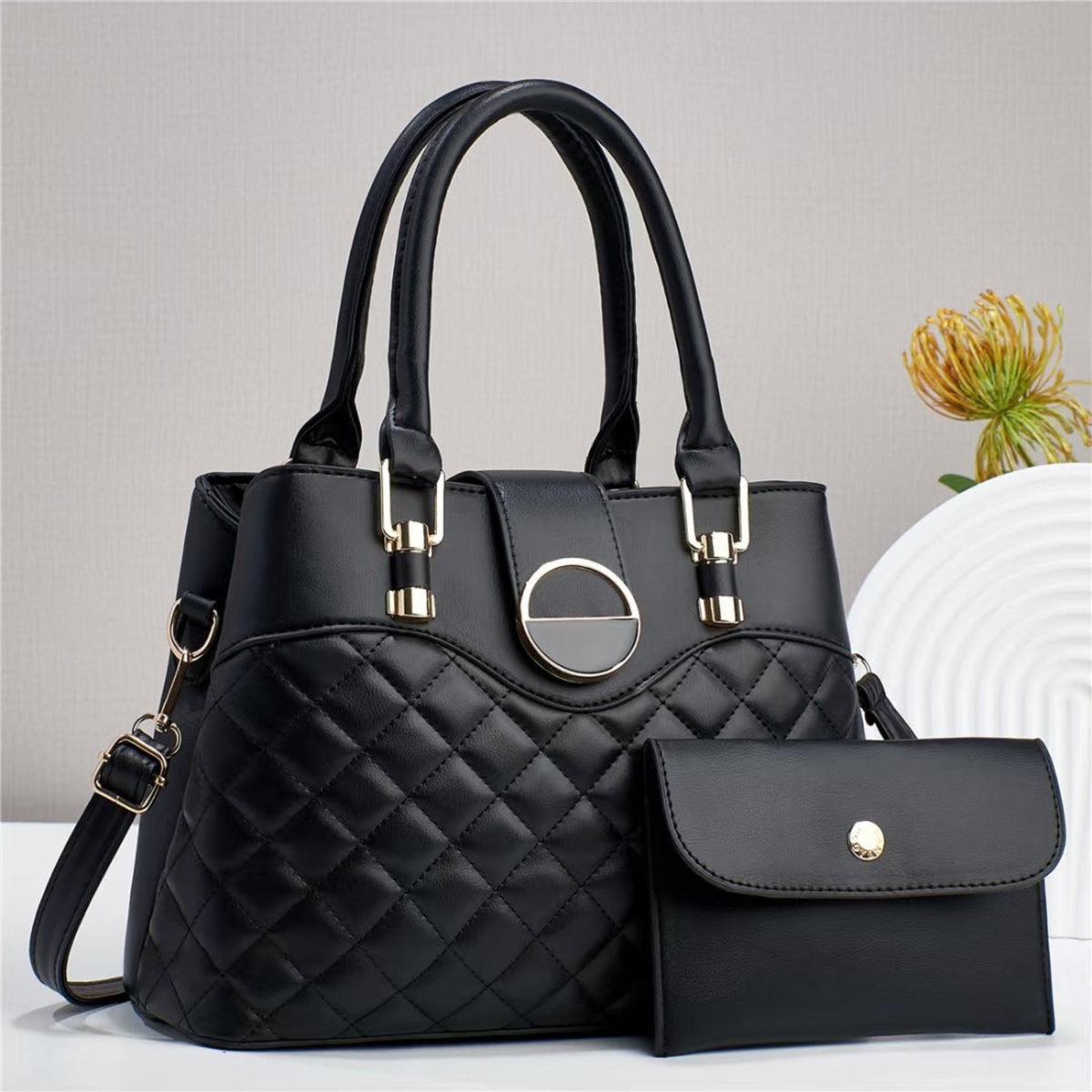 Lot 2 Sacs à Main Cabas Matelassés – Grand Format & Pochette, 7 Coloris - Ensemble de Sacs - MaisonÉlyséa