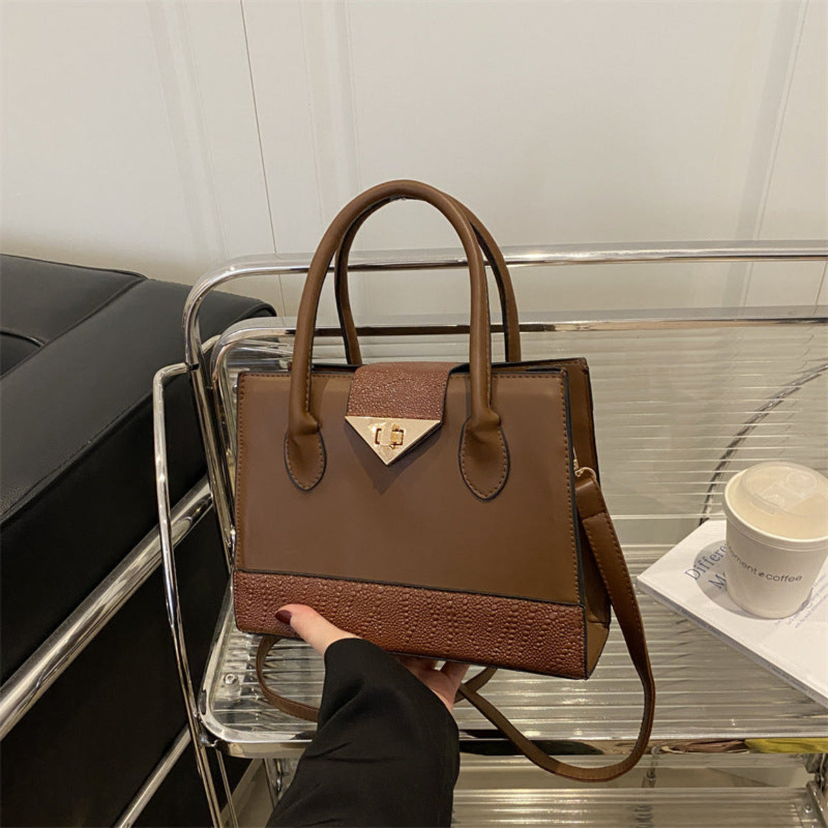 Sac à Main Bandoulière PU Patchwork – Structuré, 6 Coloris - Sac Bandoulière - MaisonÉlyséa