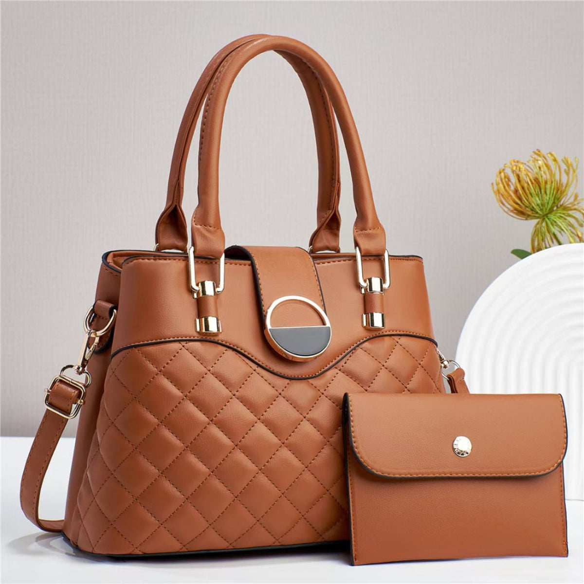 Lot 2 Sacs à Main Cabas Matelassés – Grand Format & Pochette, 7 Coloris - Ensemble de Sacs - MaisonÉlyséa